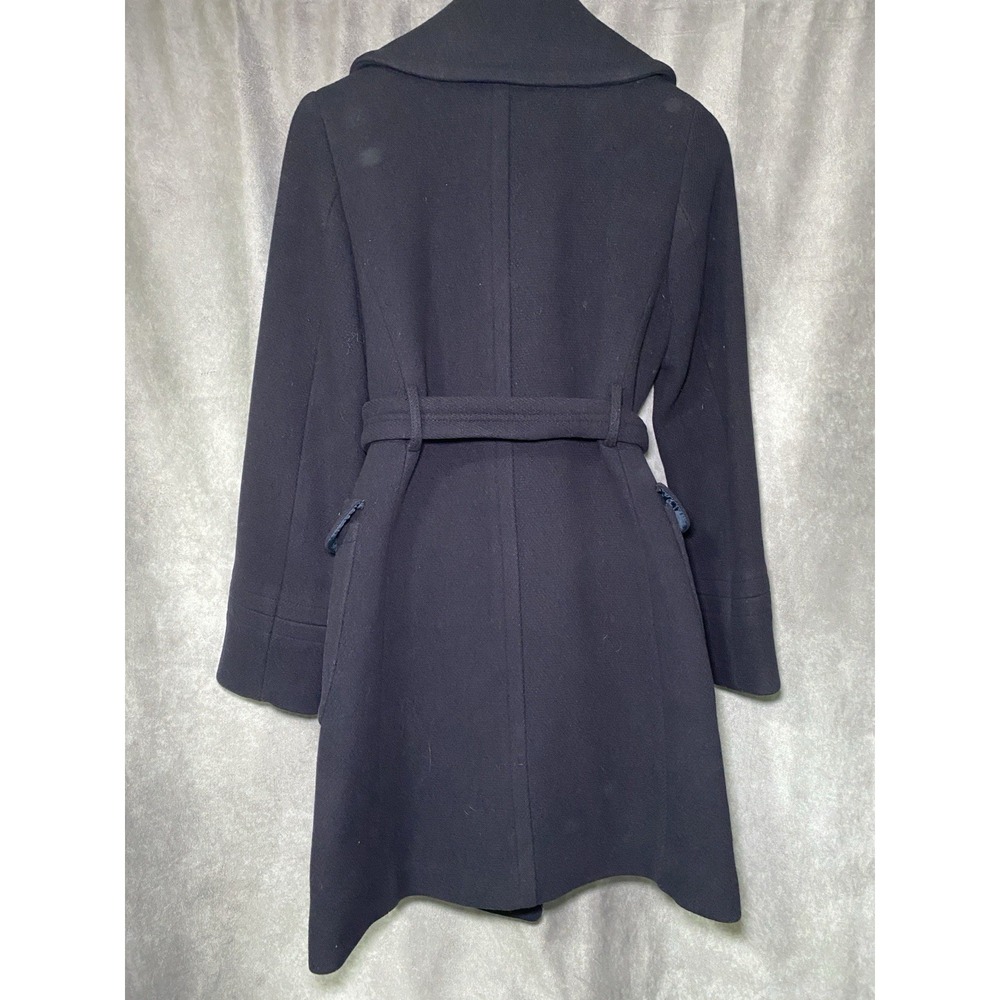 J Crew Womens Size 6 Melton Wool Classic Pea Coat Navy Blue Belted Jacket - Picture 4 of 5